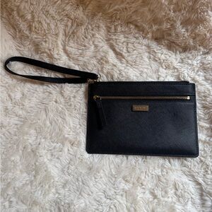 Kate Spade Black Wristlet with Gold Details